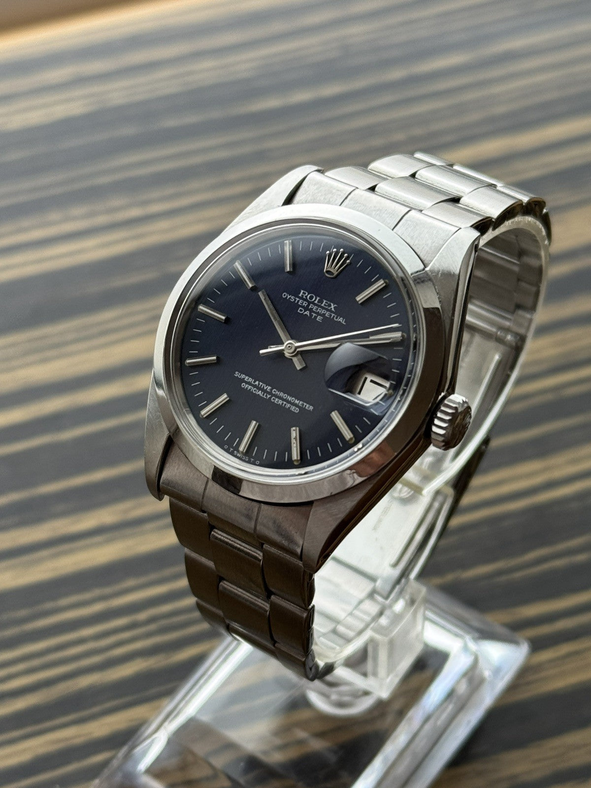 Rolex Date 34mm Automatic Vintage Watch Ref 1500 Blue dial
