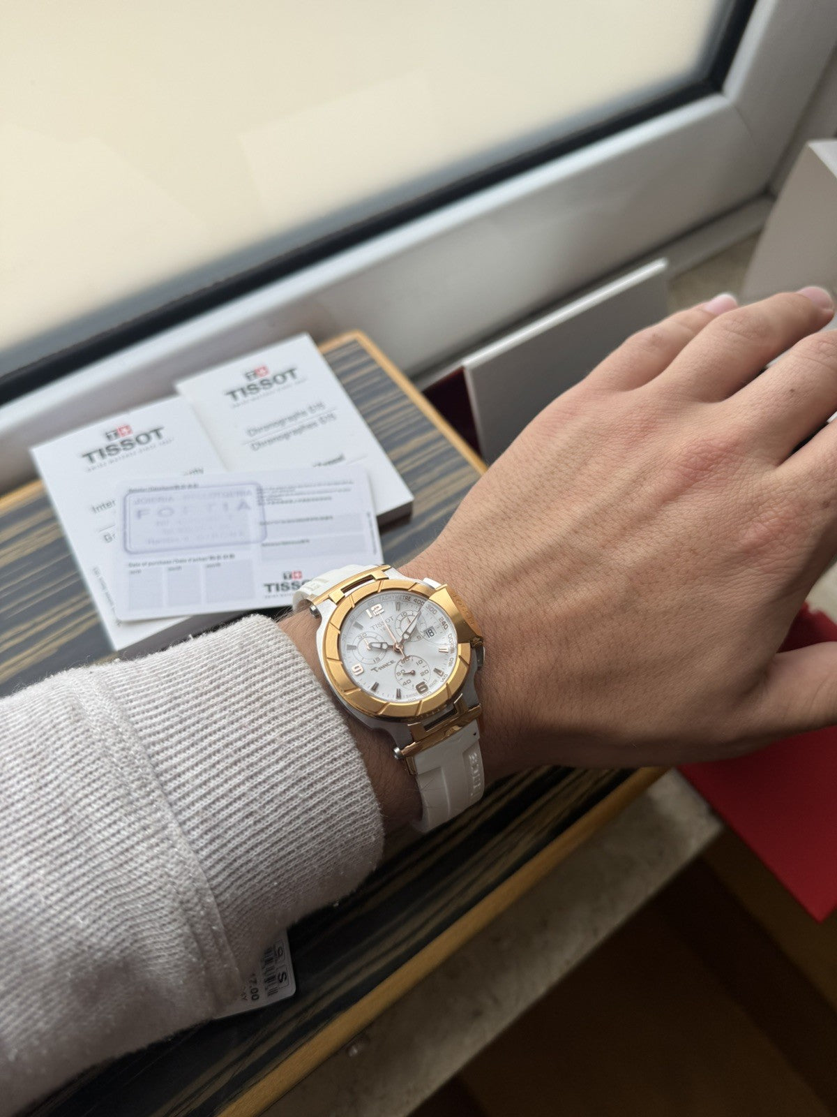Tissot tT-Rce Chronograph Brand New / Full Set gold and white