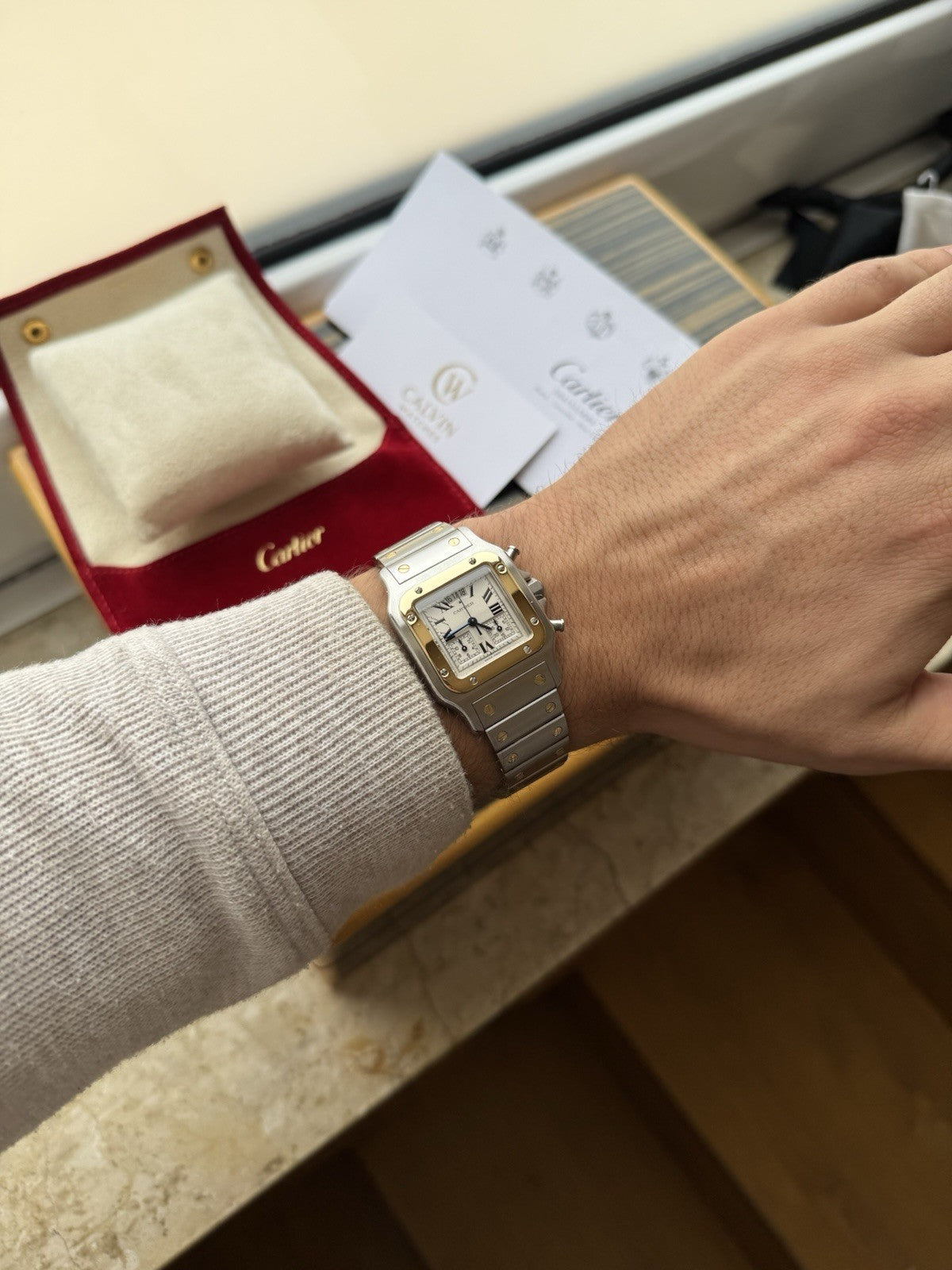 Cartier Santos Galbée Chronograph – Ref. 2425 Steel & Gold Quartz Serviced