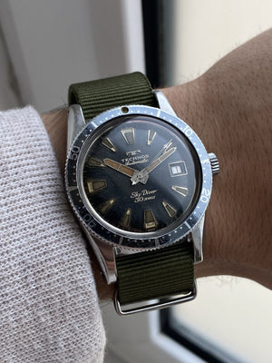 Reloj Technos Automático Sky Diver Vintage Sub de 1960, fabricado en Suiza, 37 mm