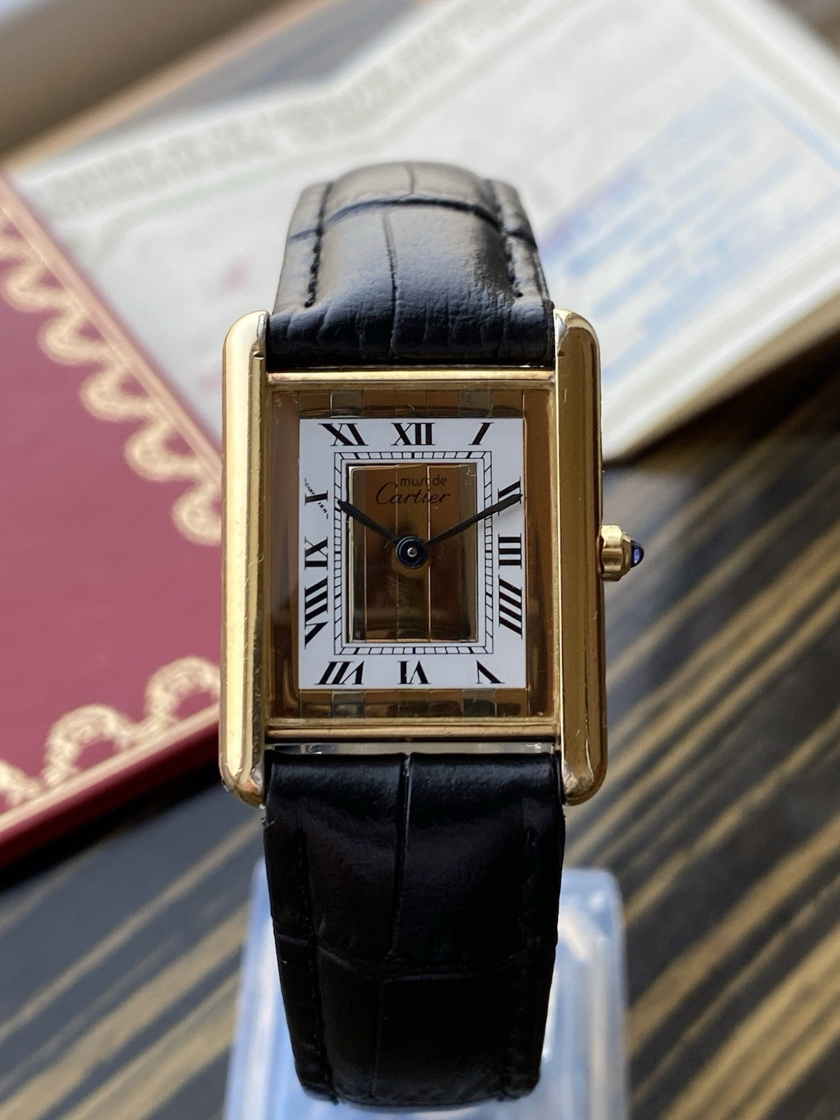 Must de Cartier Tank Vermeil Quartz Mid-Size Watch With Papers