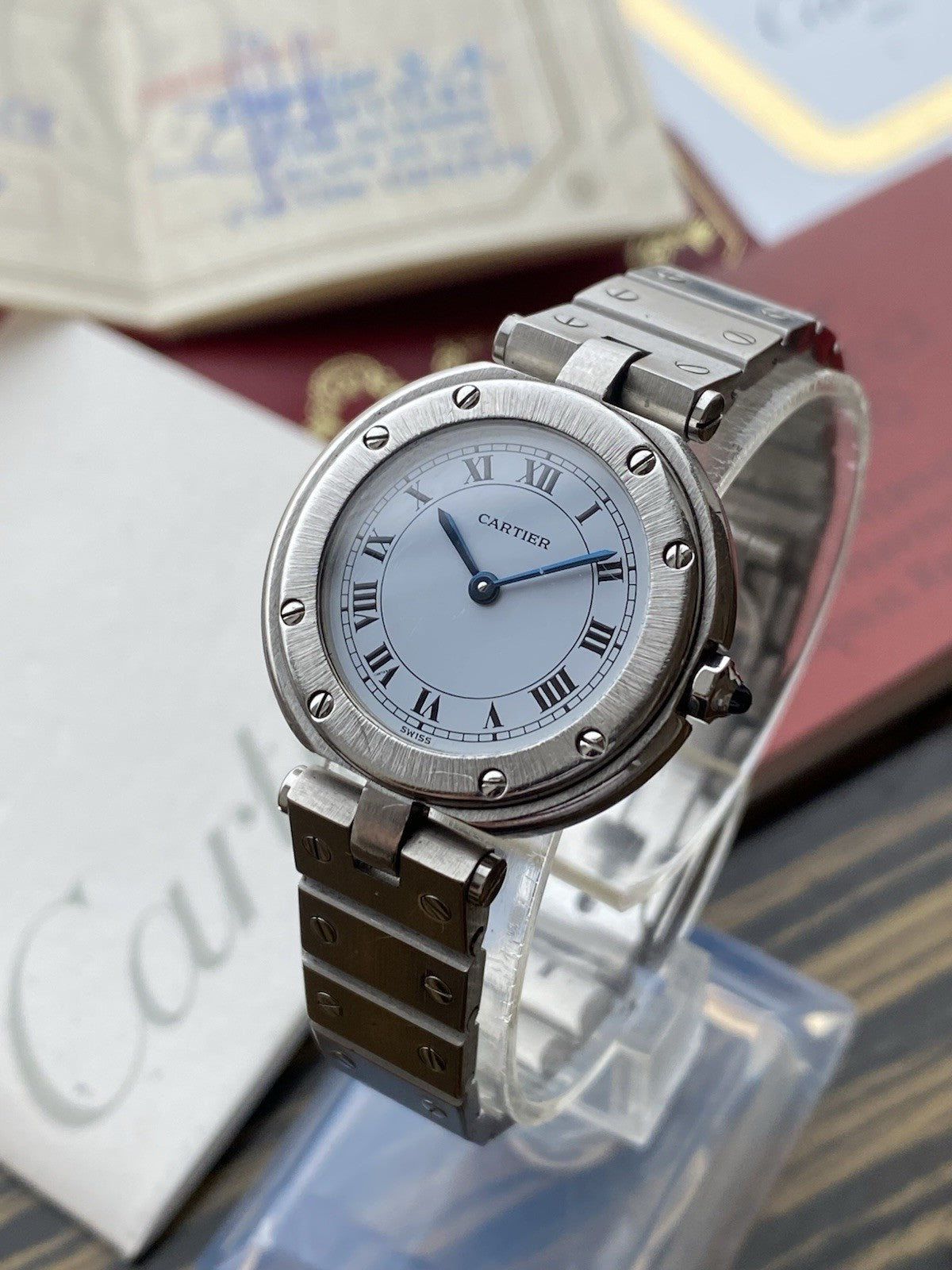 Vintage Cartier Santos Quartz 27mm Watch Full Set